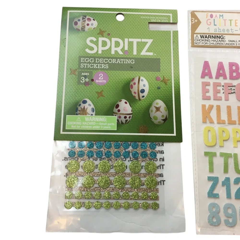 Glitter Stickers Foam Alphabet Letters Numbers Shapes 3 Sheets Crafts Homeschool